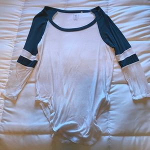 White and Blue Baseball Tee